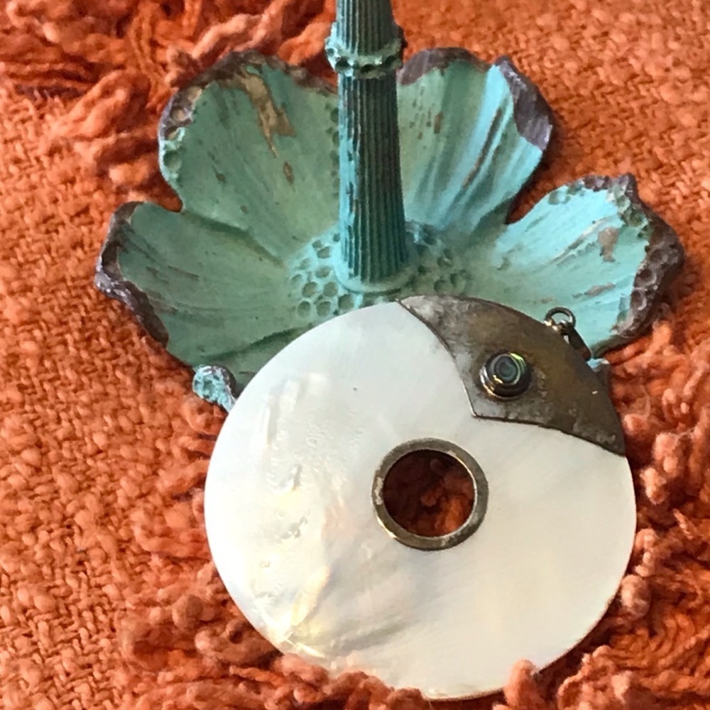 Vintage mother of pearl & abalone sterling pendant